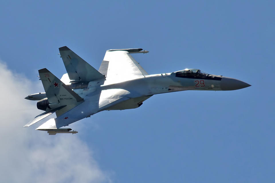 俄軍 Su-35 戰機疑似遭愛國者飛彈擊落。圖為俄羅斯 Su-35 戰鬥機。 圖：翻攝自維基百科