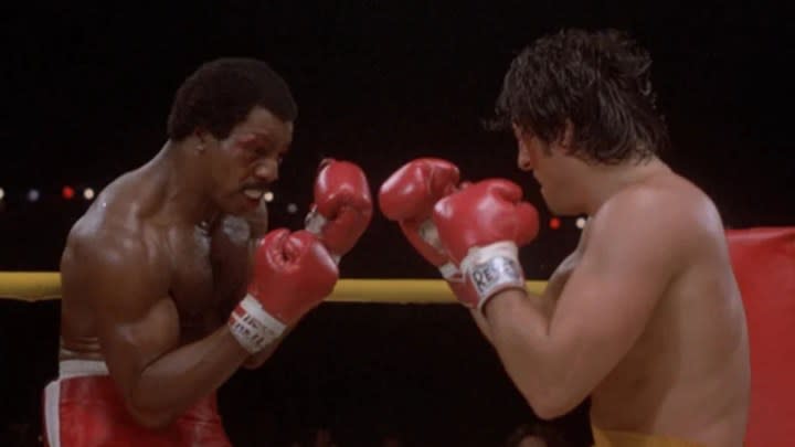 Carl Weathers and Sylvester Stallone in Rocky II. 