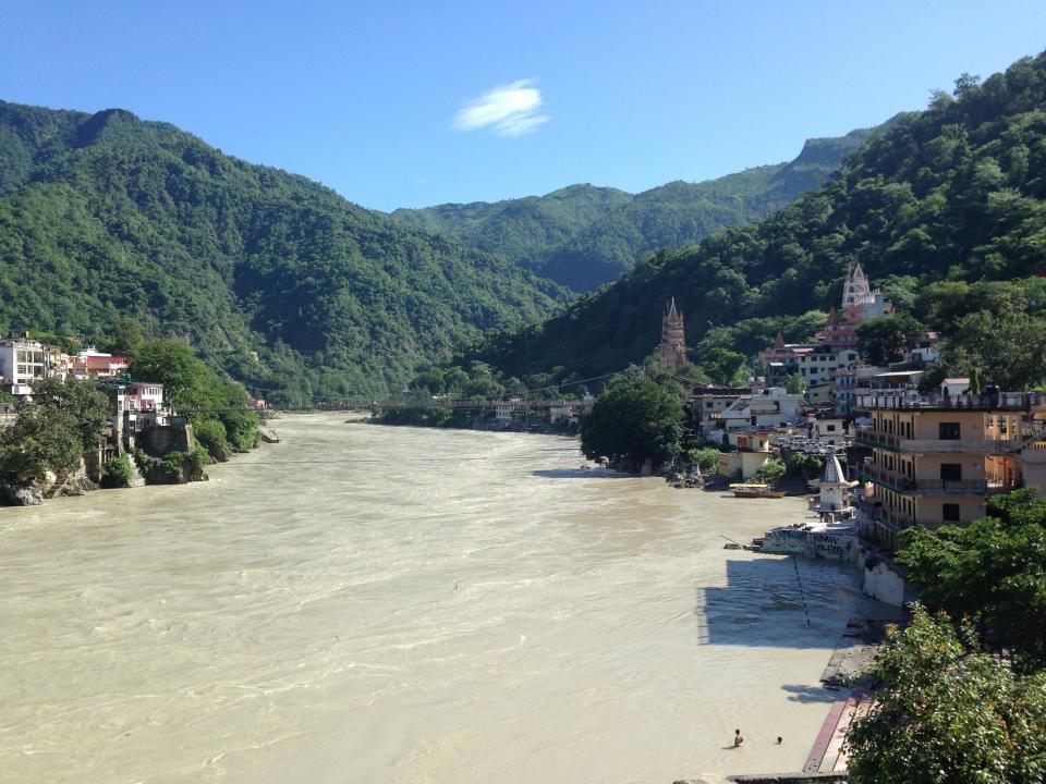 Wide open river in the hills