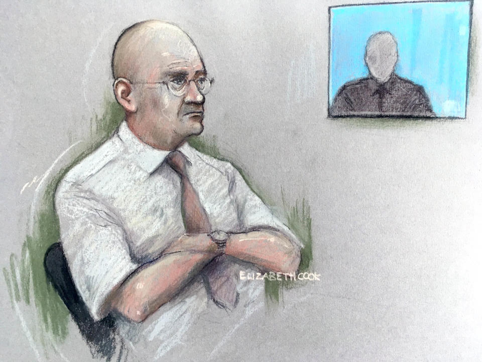 File photo dated 01/06/18 of a court artist sketch by Elizabeth Cook of Bob Higgins watching a witness interview in the dock at Salisbury Crown Court, as he has been found guilty at Bournemouth Crown Court of 45 charges of indecent assault against teenage boys.