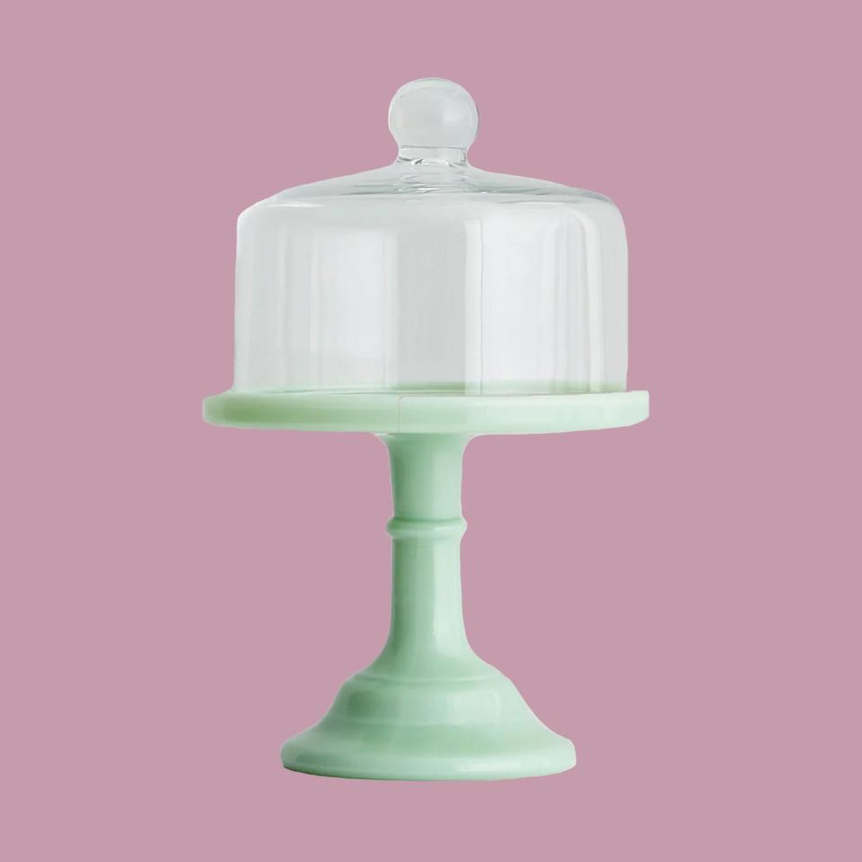 Martha Jadeite Cake Stand and Glass Dome Set