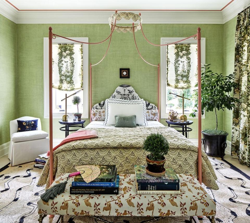 green multipattern bedroom
