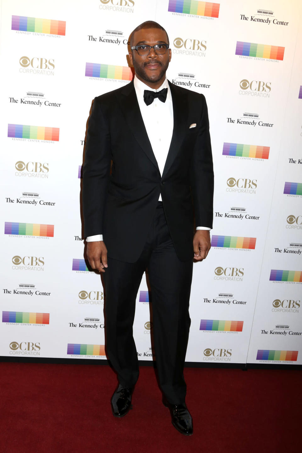 Tyler Perry in a classic tuxedo at the 38th Annual Kennedy Center Honors at The Kennedy Center Hall of States in Washington, DC.