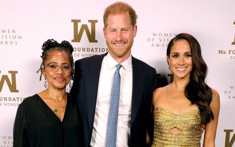 Doria Ragland, Harry and Meghan at the Ms. Foundation Women of Vision Awards - Getty Images