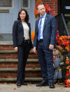 <p>Marisa Ramirez and Donnie Wahlberg are seen on the set of <em>Blue Bloods</em> on Friday in N.Y.C.</p>