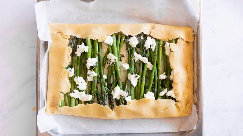 asparagus galette on baking tray 