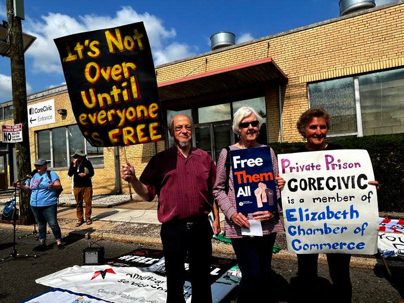 Protesters gathered in front of the Elizabeth Detention Center in Elizabeth on June 17 calling for the permanent shutdown of the facility that houses ICE detainees and for those detainees to be set free.