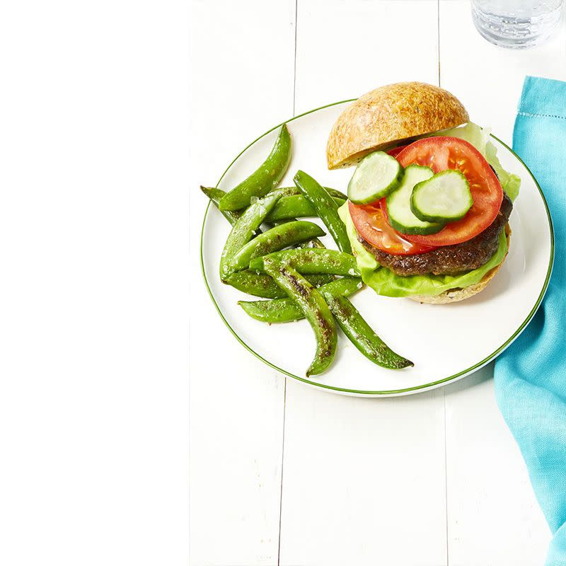 Beef and Mushroom Burgers with Snap Pea Fries