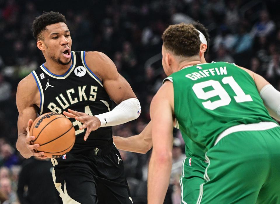 Giannis Antetokounmpo in action against the Celtics on Tuesday.