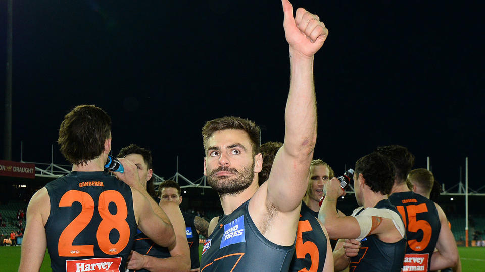 GWS star Stephen Coniglio salutes the crowd after his side's AFL finals exit.