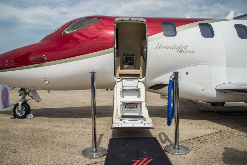 A HondaJet Elite on display at the 2019 Paris Air Show.