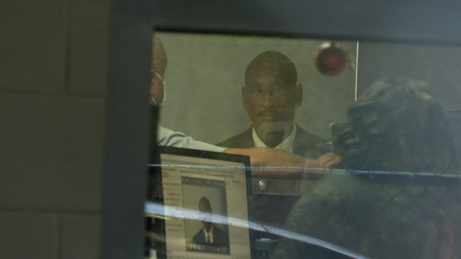 Suspended Marlboro County Sheriff Charles Lemon poses for a mugshot during a booking procedure inside the Marlboro County jail following his arraignment on Dec. 21, 2021. (WJZY Photo/Jody Barr)