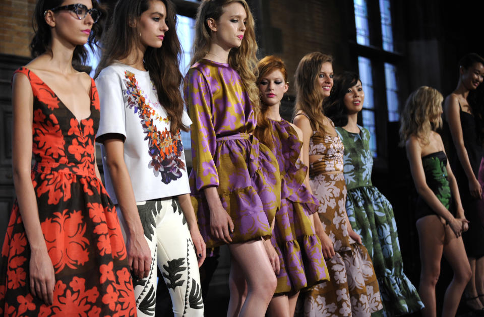 The Cynthia Rowley Spring 2014 collection is modeled during Fashion Week, Saturday, Sept. 7, 2013, in New York. (AP Photo/Louis Lanzano)