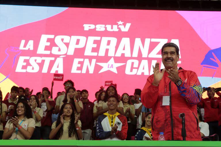 Nicolás Maduro fue proclamado en el Estadio Poliedro de Caracas. (Francisco Batista / Venezuelan Presidency / AFP)
