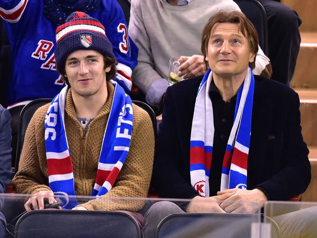<p>James Devaney/GC Images</p> Liam Neeson and his son Daniel Neeson attend Ottawa Senators vs New York Rangers game at Madison Square Garden on January 20, 2015.