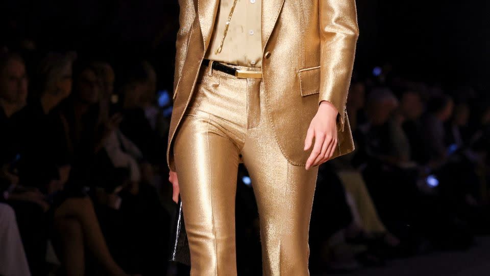 Sharp suiting and plenty of sultry glamor remains the order of the day in the Spring-Summer 2024 collection. - Claudia Greco/Reuters