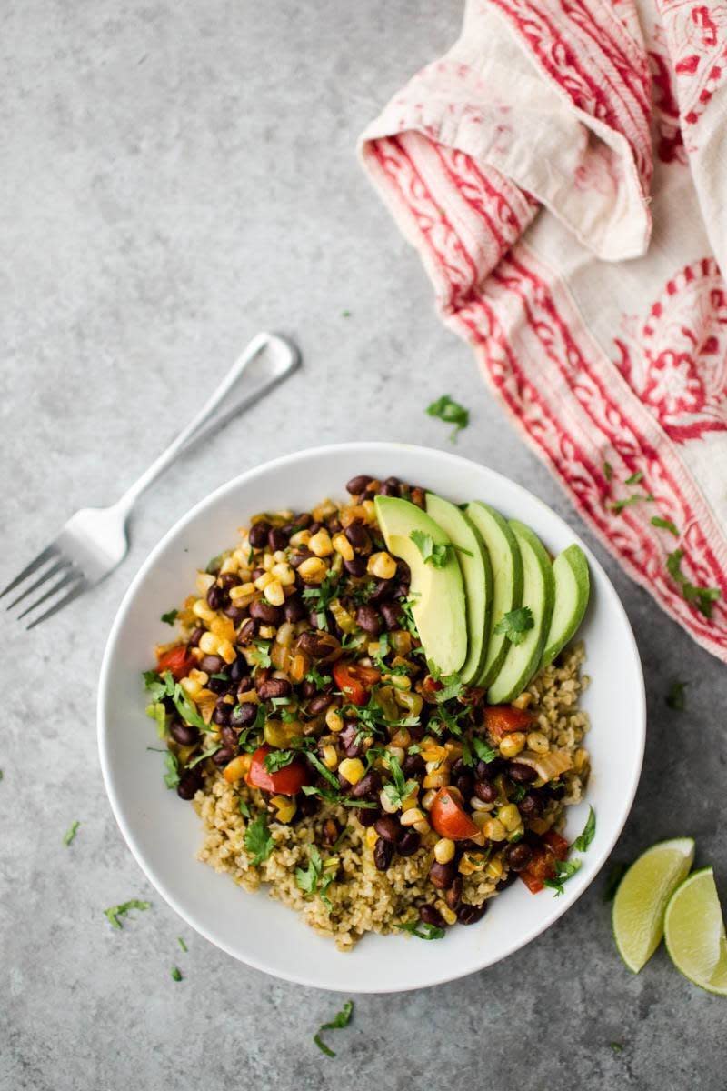 <strong>Get the <a href="http://naturallyella.com/black-bean-bowl-with-freekeh/">Black Bean Bowl with Freekeh recipe</a> from Naturally Ella</strong>