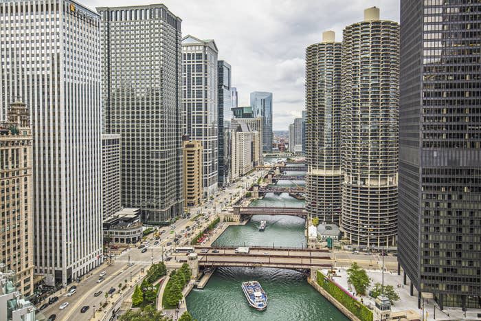 Boats in the Chicago River.