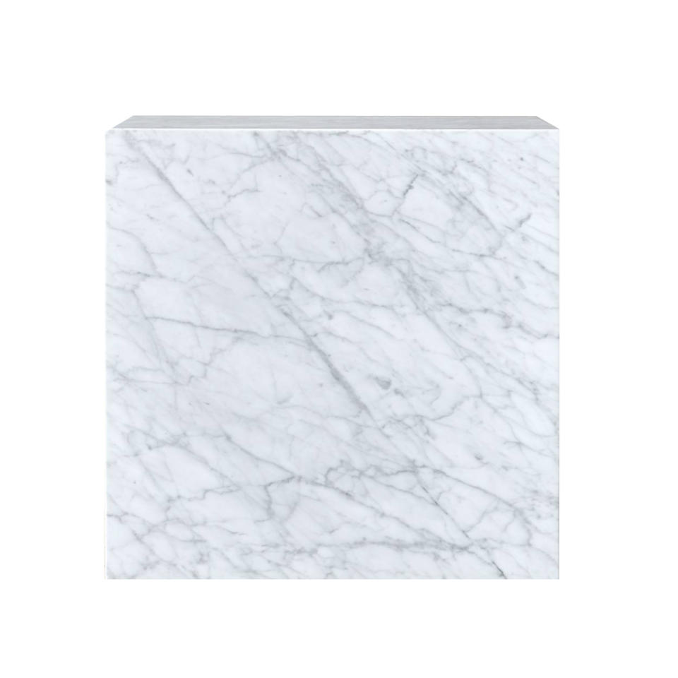 Marble plinth cube side table