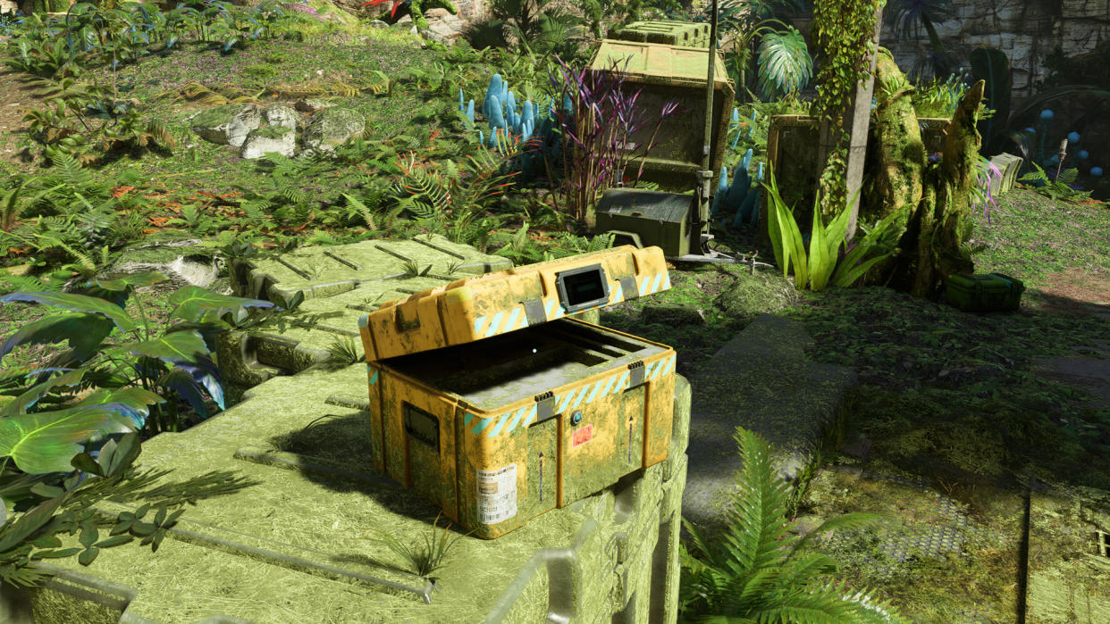  Avatar spare parts - an opened yellow crate that once contained spare parts. 