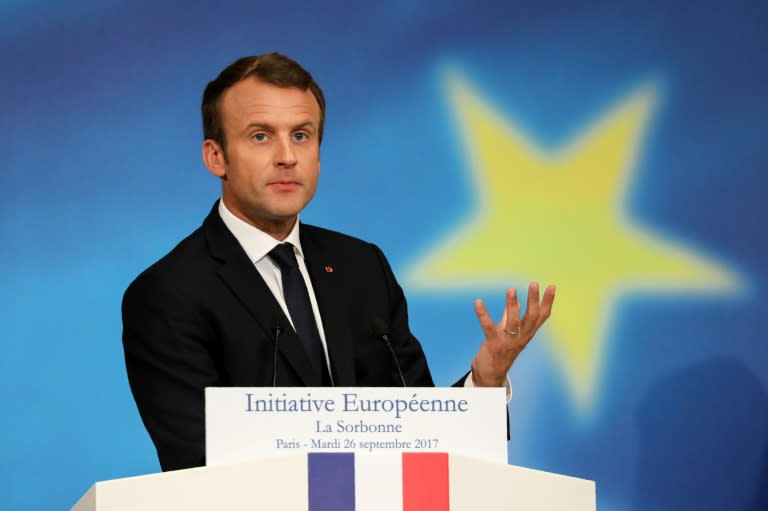 Le président Emmanuel Macron prononce un discours sur l'Europe à la Sorbonne le 26 septembre 2017 à Paris (ludovic MARIN)