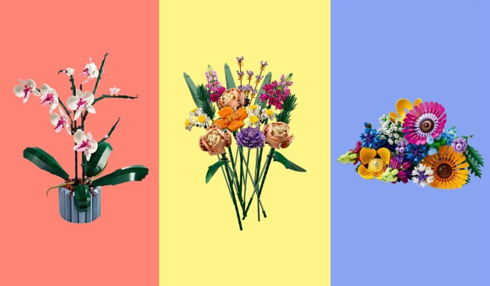 Lego versions of orchids, flowers, and wildflowers