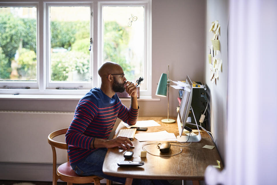 Work from home Man using computer in home office