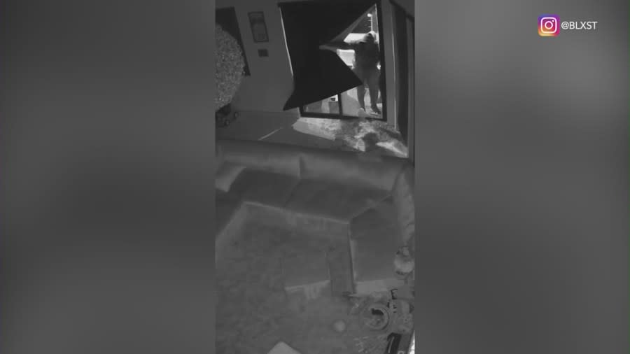 Video posted by rapper Blxst shows three suspects breaking into his Encino home. (IG/@blxst)