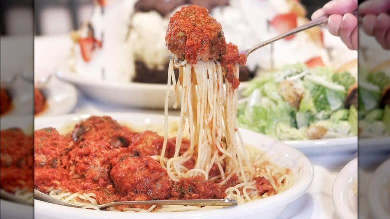 Carmine's spaghetti and meatballs