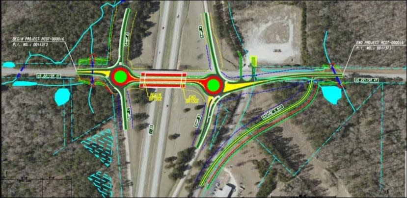 The Exit 183 interchange is expected to have two roundabouts and a new bridge near the Amazon fulfillment center. No timetable has been given for the completion of the project.