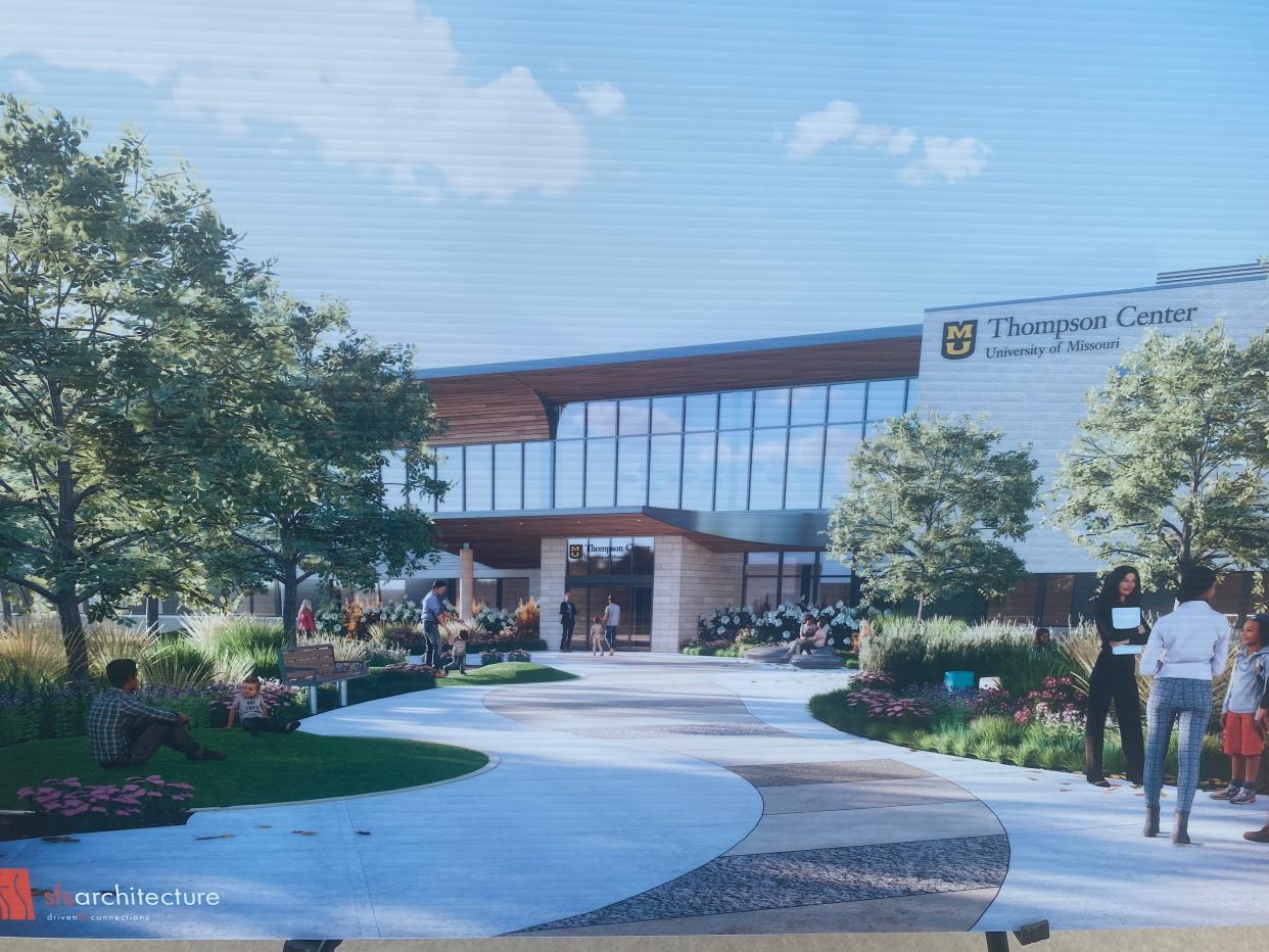 An architect's rendering of the new Thompson Center, serving individuals with autism, scheduled to open in 2026 in the South Providence Medical Park.