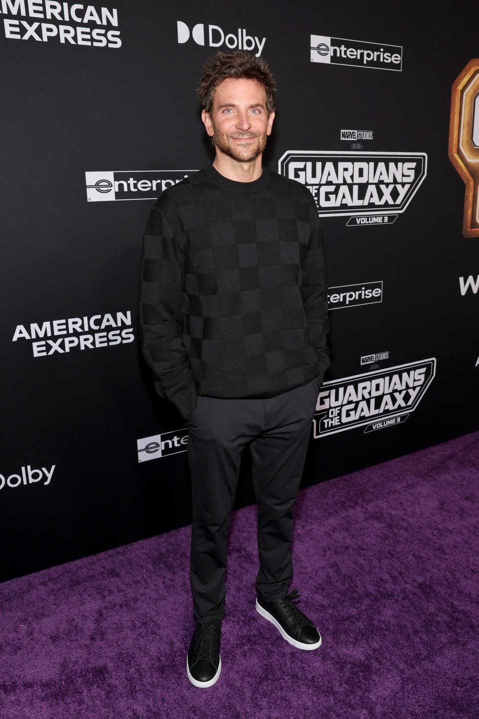 Bradley Cooper attends the Guardians of the Galaxy Vol. 3 World Premiere at the Dolby Theatre in Hollywood, California on April 27, 2023.