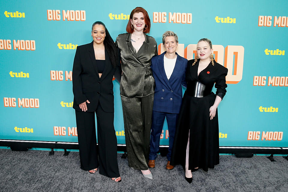 NEW YORK, NEW YORK - APRIL 04: (L-R) Lydia West, Camilla Whitehill, Rebecca Asher and Nicola Coughlan attend the 