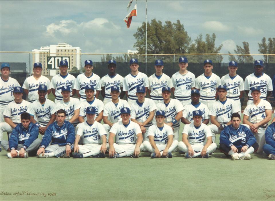 Seton Hall's 1987 Big East championship squad featuring Craig Biggio, Mo Vaughn, Marteese Robinson, John Valentin and Dana Brown