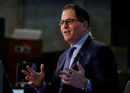 Dell CEO Michael Dell speaks during an interview with CNBC on the floor of the New York Stock Exchange (NYSE) in New York, U.S., July 2, 2018. REUTERS/Brendan McDermid/Files