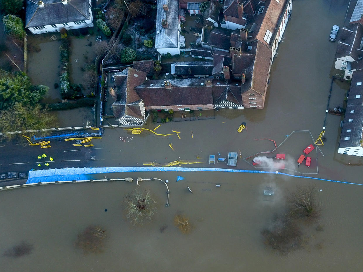 Aerial view of flooding along the river Severn at Bewdley where despite the efforts by the environment agency. (SWNS)