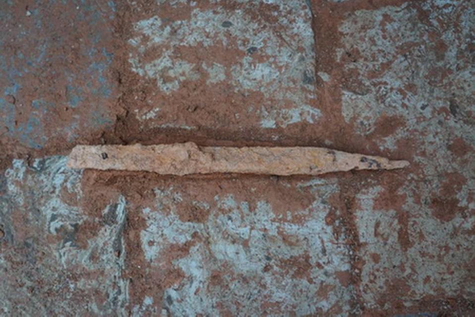 A knife found in one of the tombs.