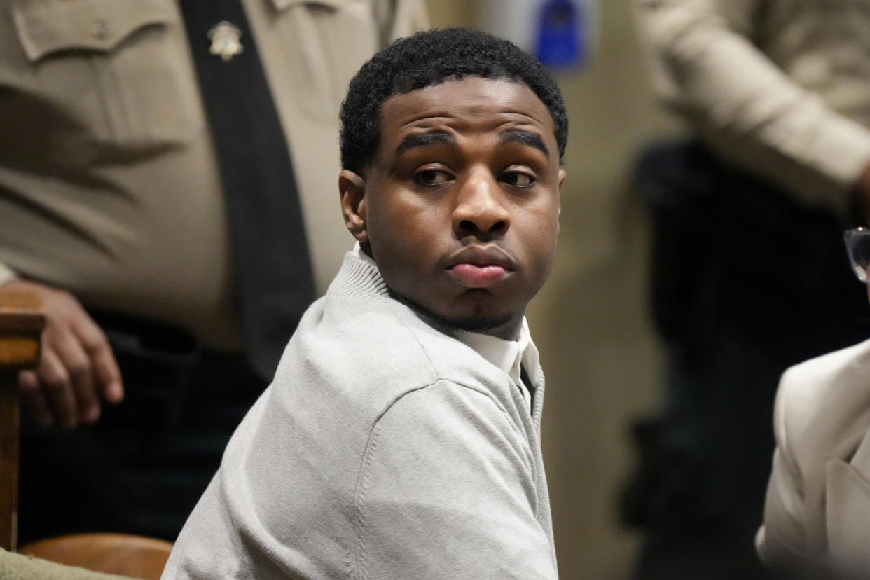 Defendant Justin Johnson, accused of killing rapper Young Dolph, appears in court during his trial, Tuesday, Sept. 24, 2024, in Memphis, Tenn. (AP Photo/George Walker IV, Pool)