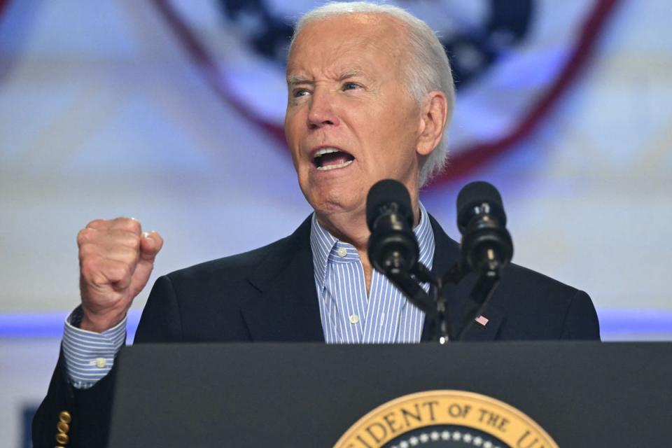 US President Joe Biden speaks during a campaign event in Madison, Wisconsin, on July 5, 2024 (AFP via Getty Images)