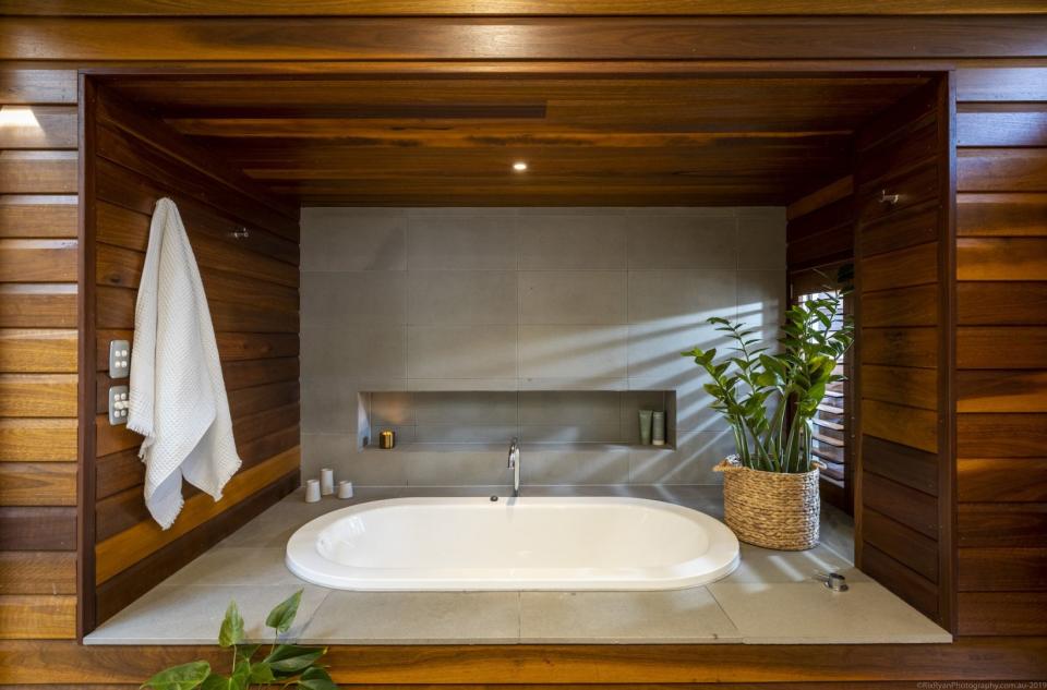 One of the bathrooms in Shelley Craft's Byron Bay home 