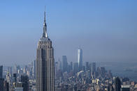 <p>One World Trade Center is seen towering above the landscape in lower Manhattan behind the Empire State Building on Sept. 5, 2018. (Photo: Gordon Donovan/Yahoo News) </p>