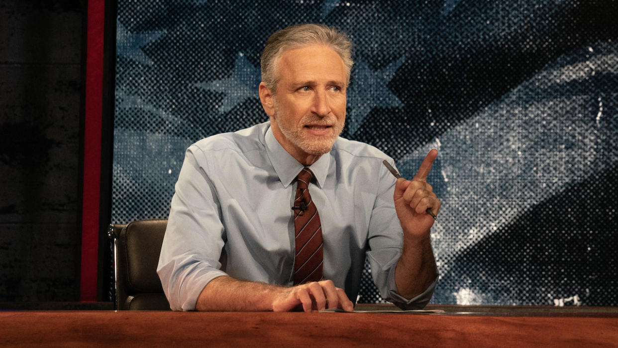  Jon Stewart hosting Apple TV+'s The Problem with Jon Stewart. 