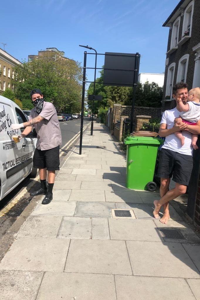 Man on a mission: Forest Brewery founder Pete Brown, left, delivering a pint