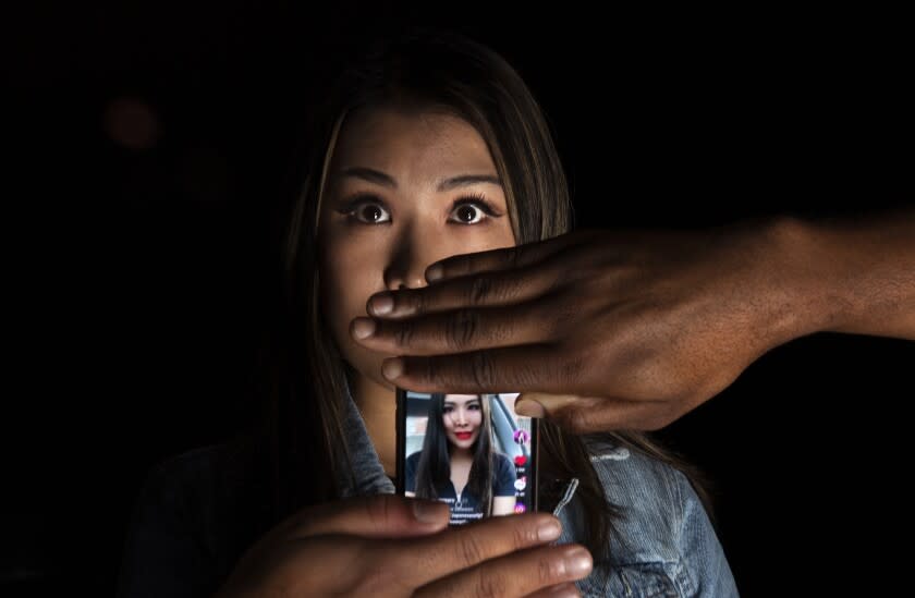 LOS ANGELES, CA - November 22, 2021: Chinese comedian Jiaoying Summers is photographed at The Hollywood Comedy in Los Angeles, one of two comedy clubs that she opened. Summers immigrated to America from China after surviving her home country's one-child policy that favored male babies over girls who were often killed or discarded at birth. Her TikTok videos about the Chinese one-child policy got her banned from TikTok (a Chinese company). For the last several weeks, she's been fighting to get her account, which has over 1 million followers, to be reinstated. (Mel Melcon / Los Angeles Times)