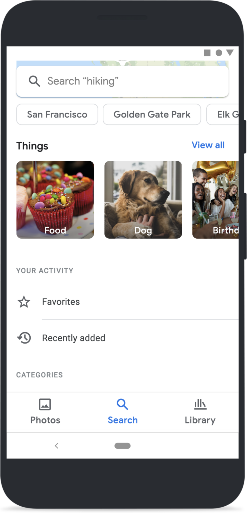 A look at the streamlined search function on Google Photos