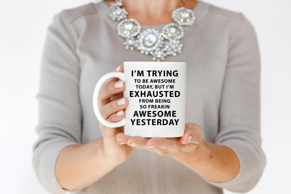 <a href="https://www.etsy.com/listing/175516742/custom-coffee-mug-personalized-gift">I'm Trying To Be Awesome Today Mug, $14</a>
