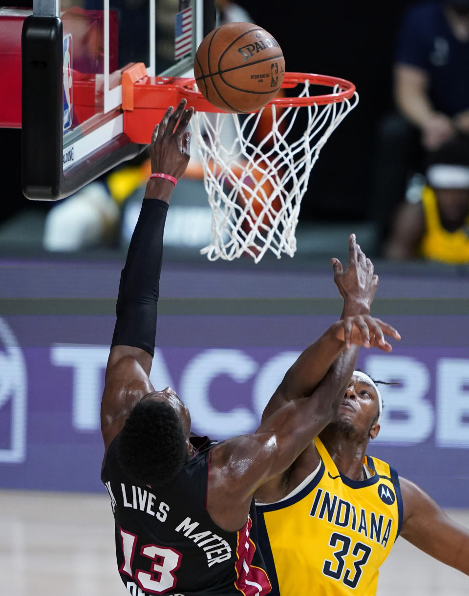 during the second half of an NBA basketball first round playoff game, Tuesday, Aug. 18, 2020, in Lake Buena Vista, Fla. (AP Photo/Ashley Landis, Pool)