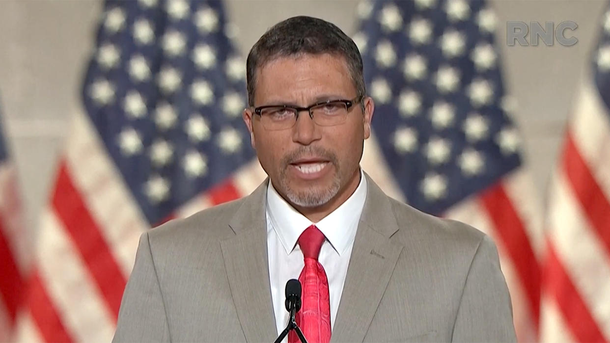 Jason Joyce speaks during the virtual Republican National Convention on August 25, 2020. (via Reuters TV) 