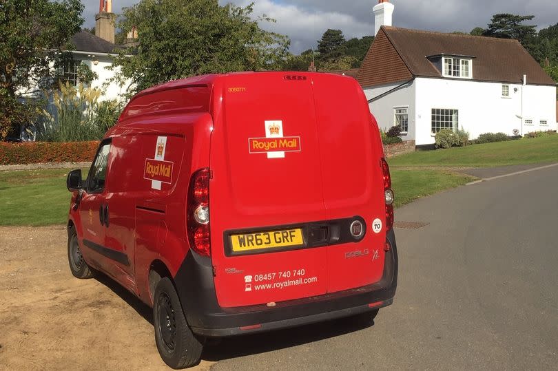 A Royal Mail post van arrives in Fairlawn Drive, Redhill