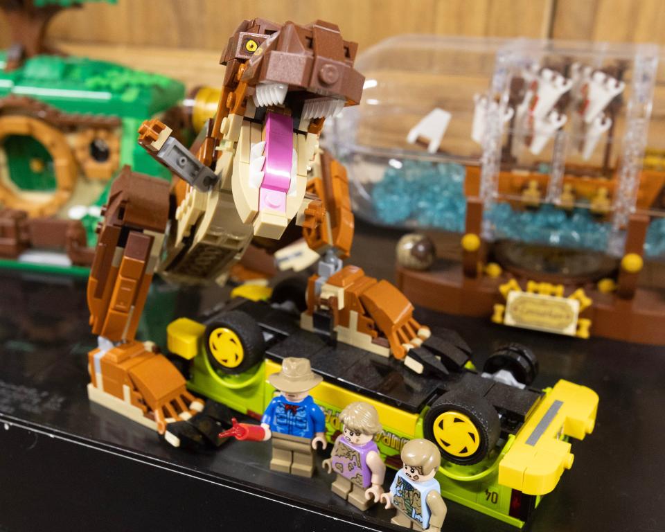 A Lego Jurassic Park from Scott Brown's Lego collection in his Plain Township basement.